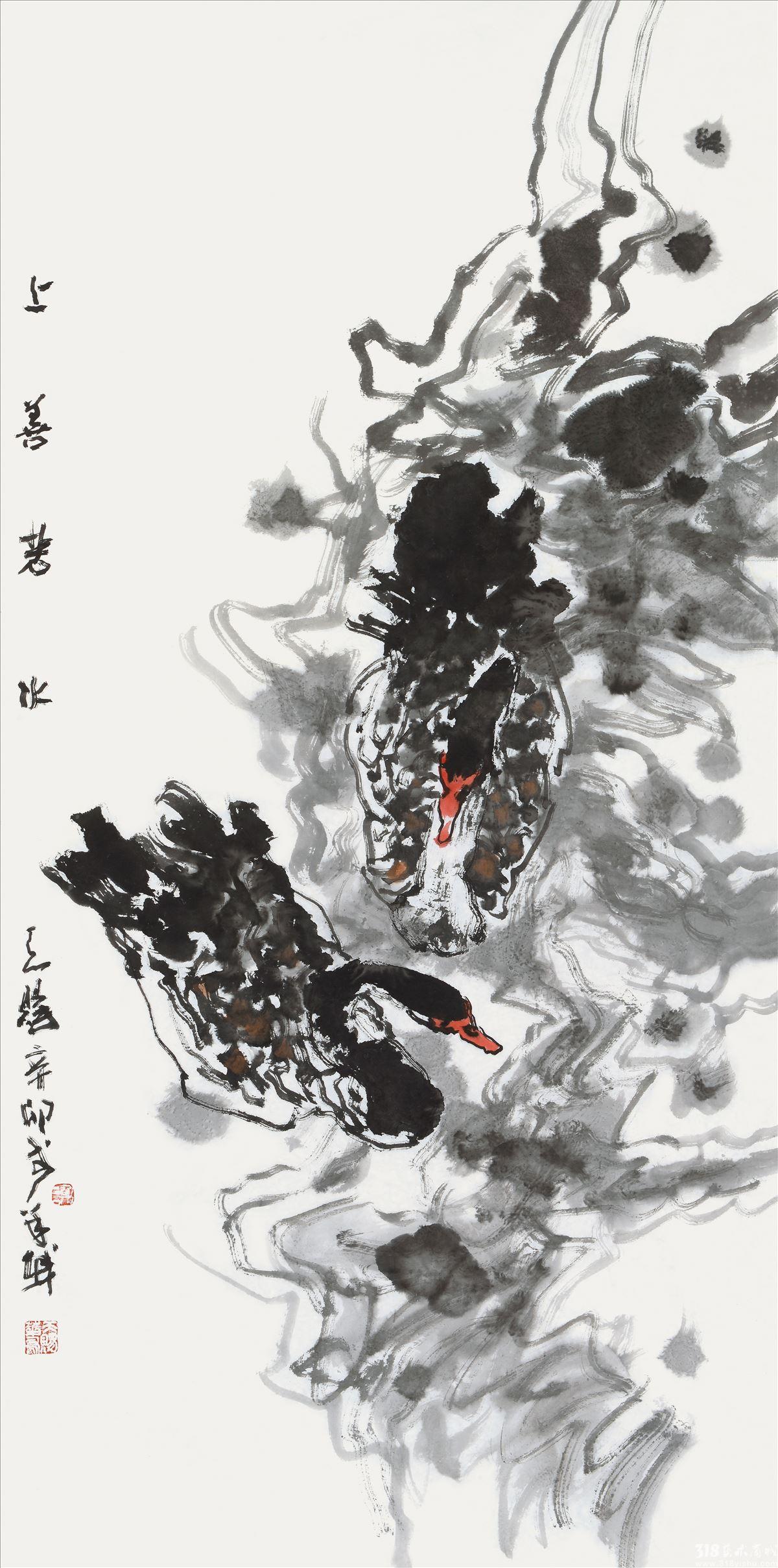 谢天赐_上善若水_花鸟_国画_318艺术商城_首家学院品