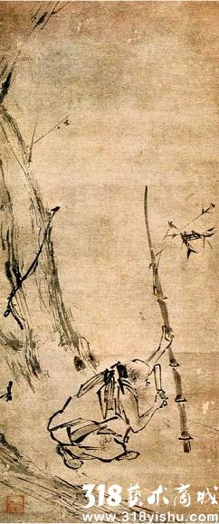 318——《六祖劈竹图》，梁楷