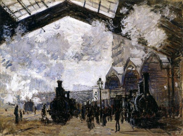 318,油画,油画风景,莫奈,《圣拉扎尔火车站》