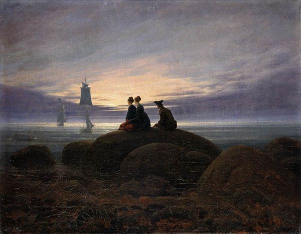 318,油画,弗里德里希,《海上生明月》