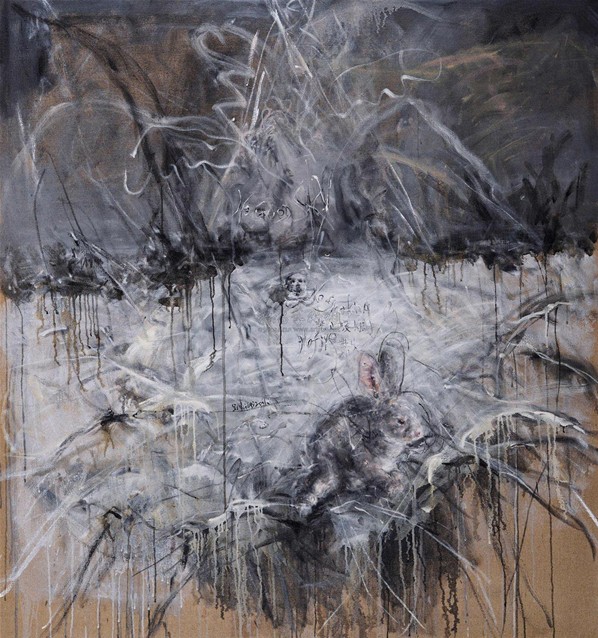 318,当代艺术,刘炜,油画，《风景与兔》