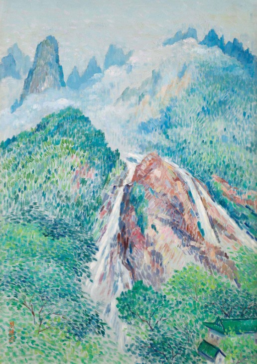 318,318艺术,周碧初,油画,油画风景,《黄山人字瀑》