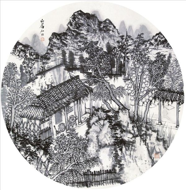 318,318艺术,何加林,国画,国画山水,《山居》