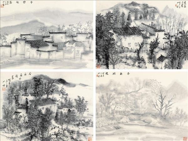 318,318艺术,何加林,国画,国画山水,《山间农庄》