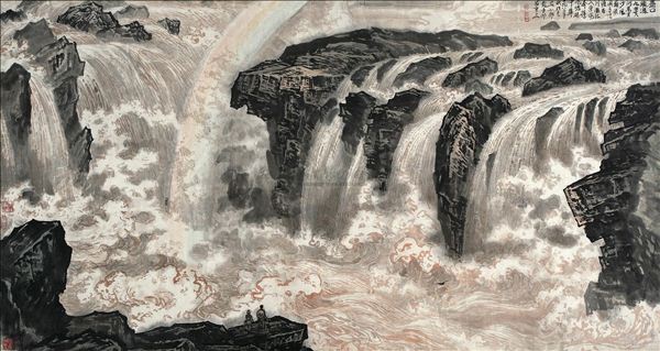 318,318艺术,苗重安,国画,国画山水,《壶口飞瀑》