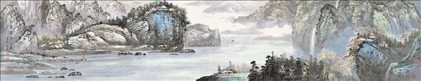 318,318艺术,苗重安,国画,国画山水,《翠谷清溪有人家》