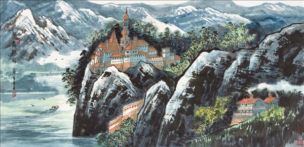 318,318艺术,苗重安,国画,国画山水,《莱茵河畔》
