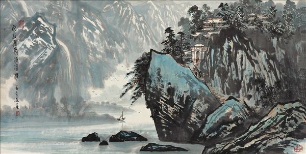 318,318艺术,苗重安,国画,国画山水,《家在高岭清溪湾》