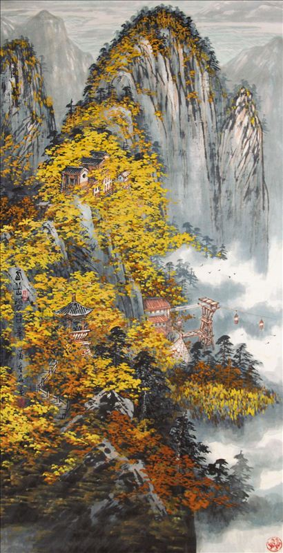 318,318艺术,苗重安,国画,国画山水,《西岳云台峰》