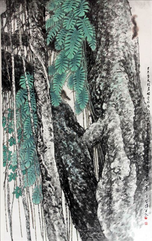 318,318艺术,方楚雄,国画,国画花鸟,《古树参天》