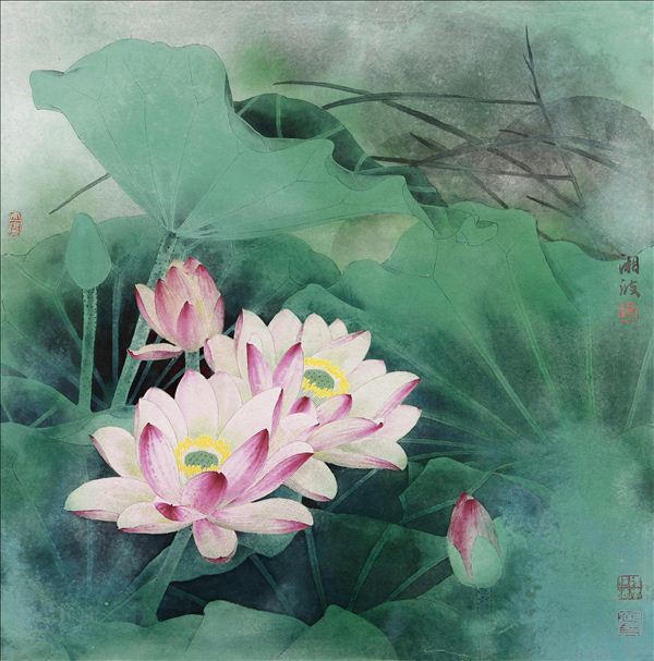 318,318艺术,陈湘波,国画,国画花鸟,《荷花》