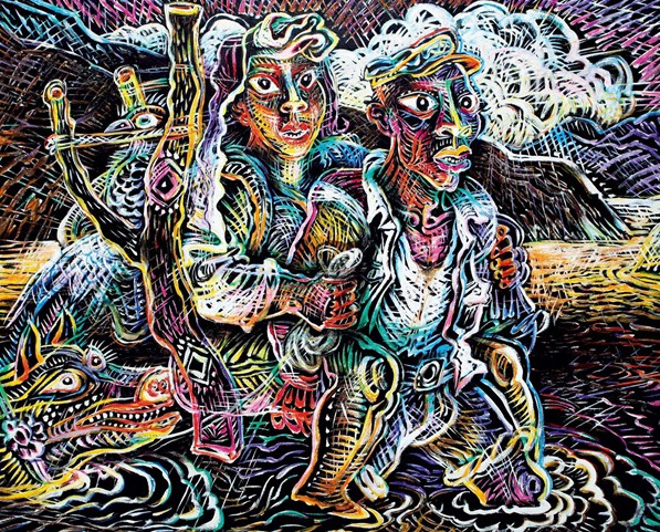 318,318艺术,罗中立,油画,油画人物,《过河系列》