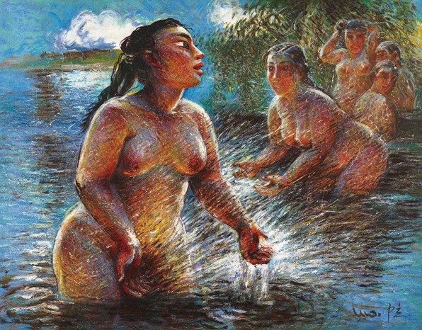 318,318艺术,罗中立,油画,油画人物,《浴女》