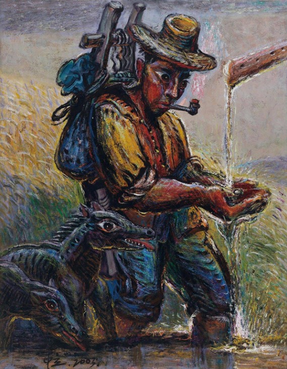 318,318艺术,罗中立,油画,油画人物,《饮》