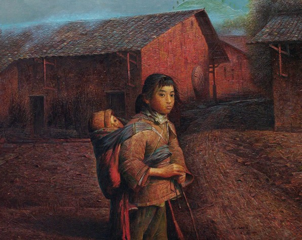 318,318艺术,罗中立,油画,油画人物,《夕照情暖》