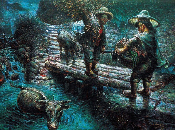 318,318艺术,罗中立,油画,油画人物,《过河系列－桥之二》