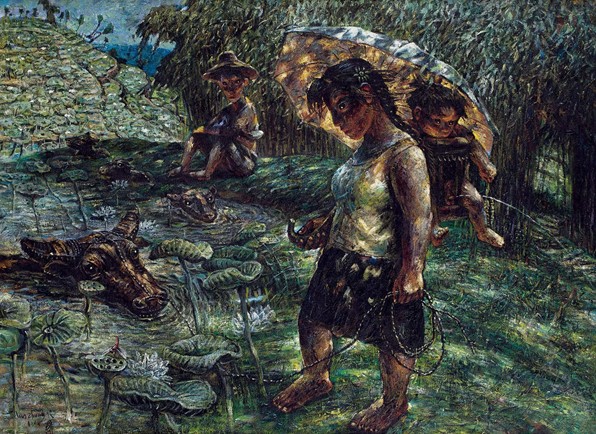 318,318艺术,罗中立,油画,油画人物,《荷花池》