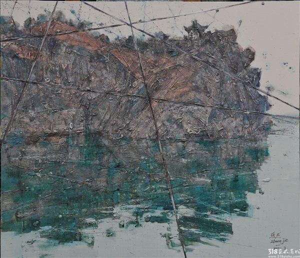 318,318艺术,张杰,油画,油画风景,《被切割的风景之二》