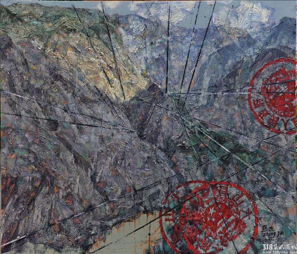 318,318艺术,张杰,油画,油画风景,《带红印的山水之二》