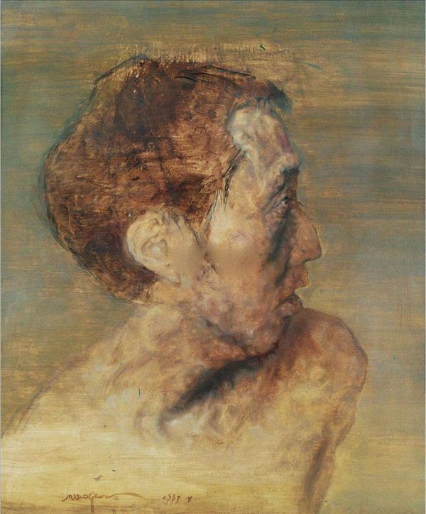 318,318艺术,毛焰,油画,油画人物,《小山的侧面》