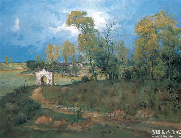 318,318艺术,赖征云,油画,油画风景,《渡口》