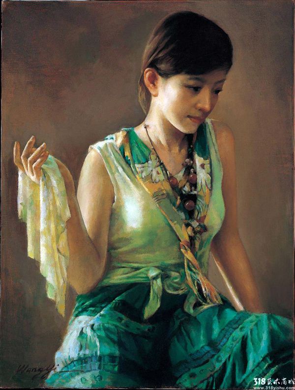 318,318艺术,王怡,油画,油画人物,《绿色》