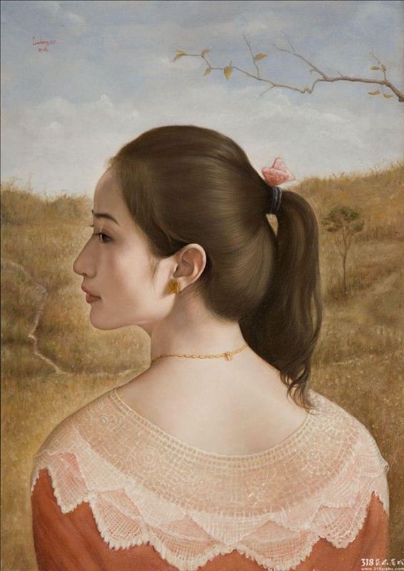318,318艺术,刘诚,油画,油画人物,《回眸》