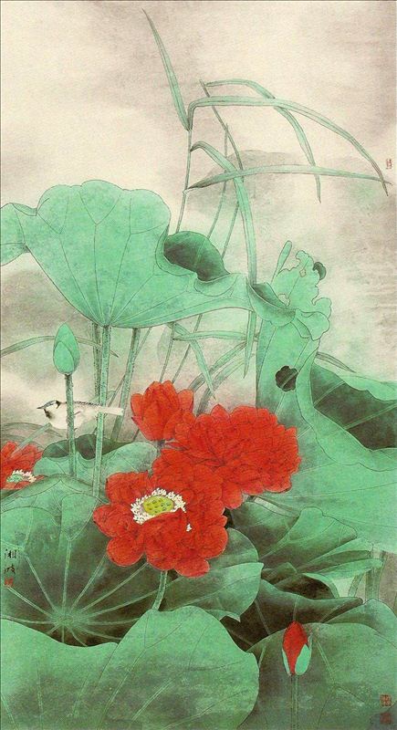 318,318艺术,陈湘波,国画,国画花鸟,《清风晓露碧荷香》