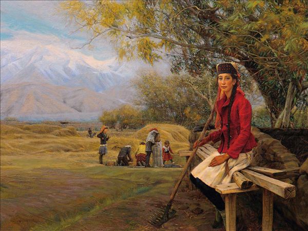318,318艺术,龙力游,油画,油画人物,《塔什库尔干的红衣少女》