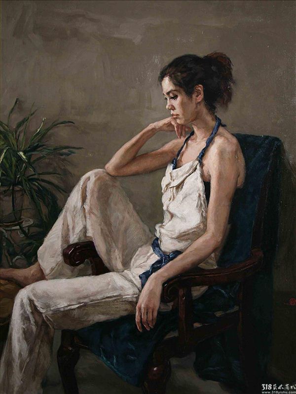 318,318艺术,张晓鹏,油画,油画人物,《聆听时刻》