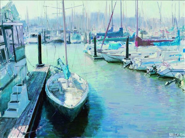 318,318艺术,李金明,油画,油画风景,《海港系列之一》