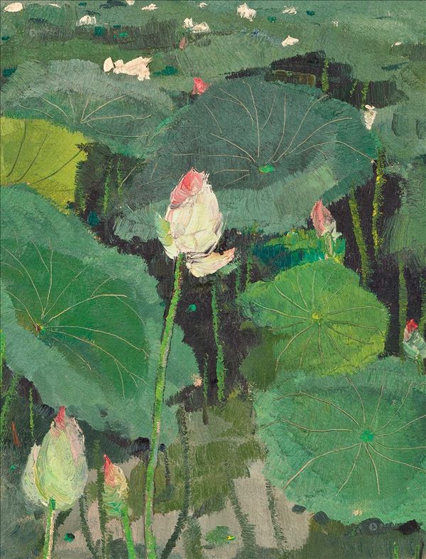 318,318艺术,艺术品交易网站,吴冠中,油画,油画风景,《荷花》