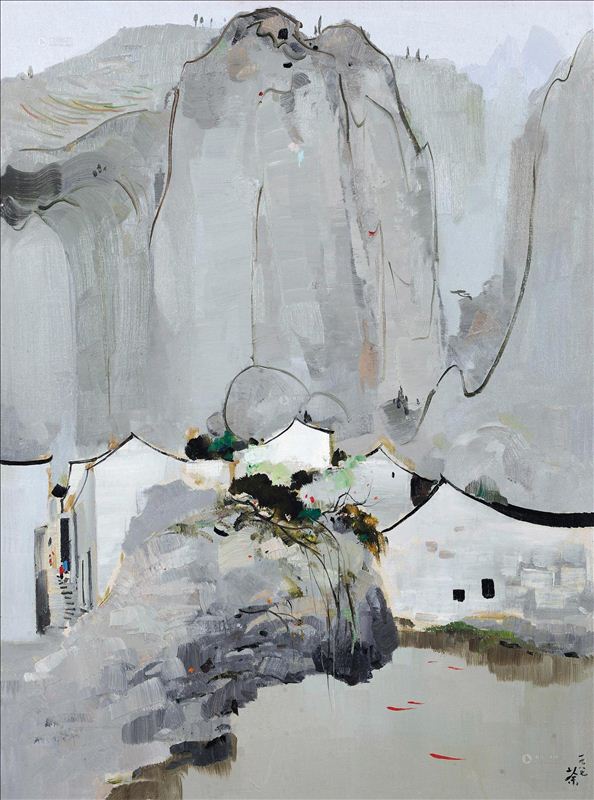 318,318艺术,艺术品交易网站,吴冠中,油画,油画风景,《山城渔池》