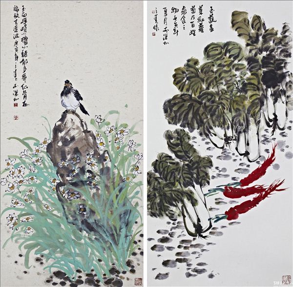 318,318艺术,王立春,国画,国画花鸟,《玉面婵娟、玉蔬金叶》
