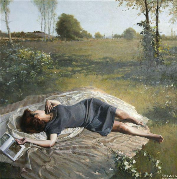 318,318艺术,艺术品交易网站,商亚东,油画,油画风景,《春天的花环》