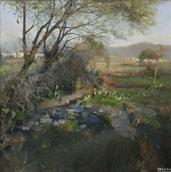 318,318艺术,艺术品交易网站,商亚东,油画,油画风景,《乡恋》