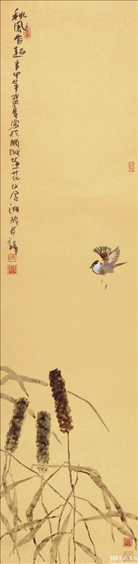 318,318艺术,陈湘波,国画,国画花鸟,《秋风乍起》