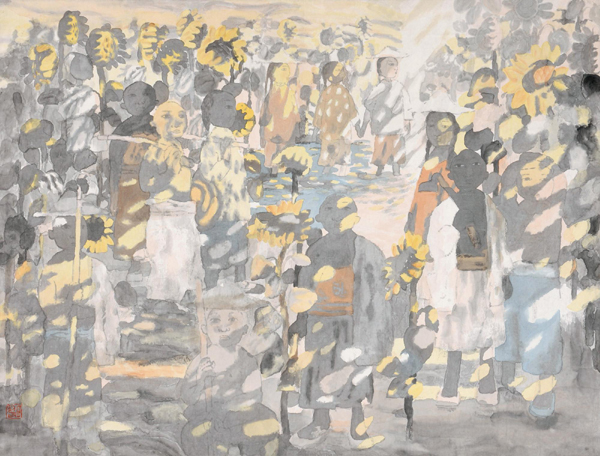 318,318艺术,艺术品网站,艺术品交易网站,田黎明,国画,《向日葵下》