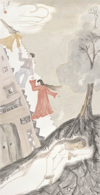 318,318艺术,艺术品交易网站,李骏逸,国画,《梦想的阶梯》