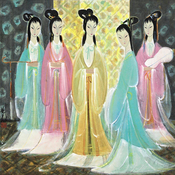 林风眠,原创艺术,油画,当代艺术,艺术品收藏,318艺术,《五美图》