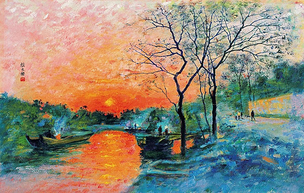 油画,原创艺术,当代艺术,艺术品投资,艺术品收藏,颜文梁,《夕阳》