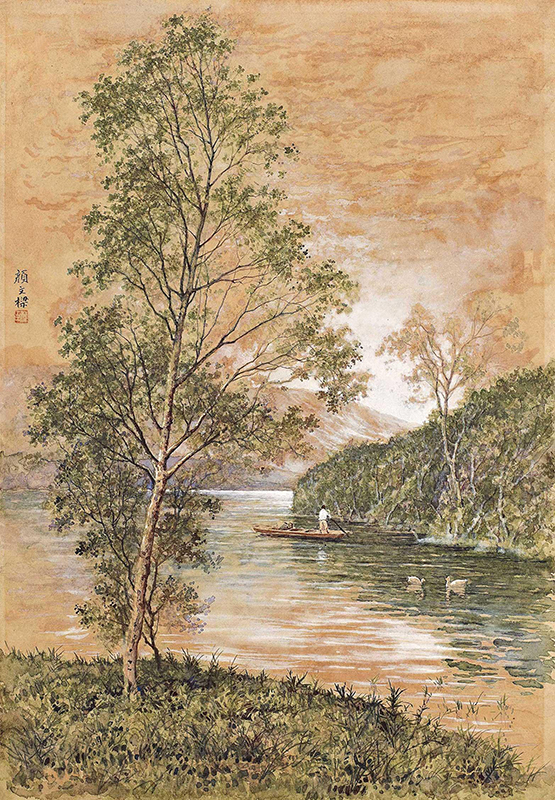 油画,原创艺术,当代艺术,艺术品投资,艺术品收藏,颜文梁,《泛舟霞光里》