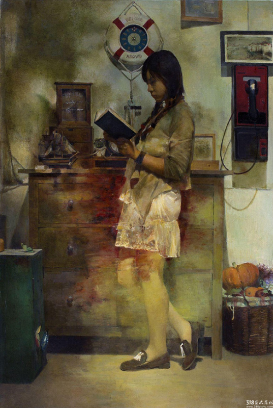 318,318艺术,艺术品网站,艺术品交易,吴家俊,油画,油画人物,《玩阅己》