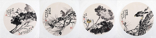 318,318艺术,原创艺术,国画,郭楚开,《花鸟小品4、5、6、7》