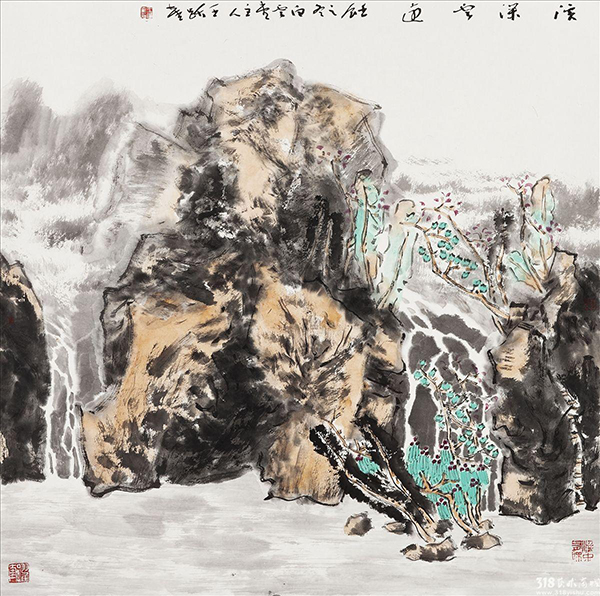 318,318艺术,原创艺术,当代艺术,艺术商城,艺术品市场,国画，王跃奎,《溪深云远》