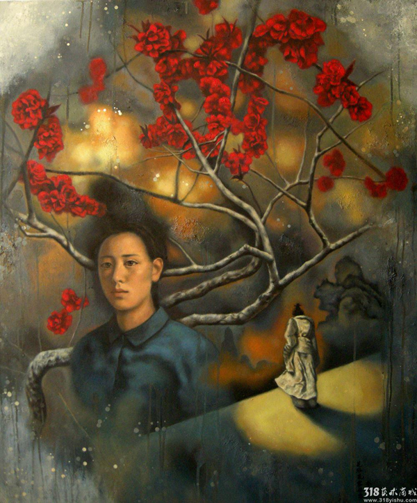318,318艺术,原创艺术,艺术品交易网站,李梁,油画,《花非花，雾非雾》