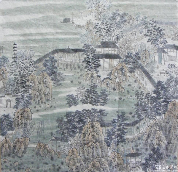 318,318艺术,原创艺术,当代艺术,艺术商城,艺术品市场,国画,郭佳俊,《曲园凉夏》