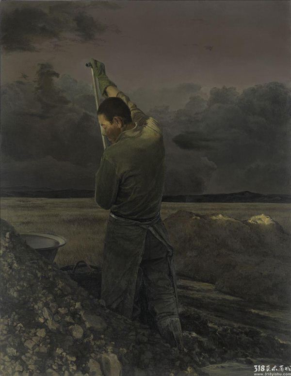 318,318艺术,艺术品交易网站,顾天龙,油画,《乌金淘客系列7》