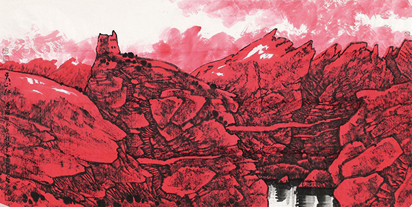 318,318艺术,当代艺术,原创艺术,艺术收藏,国画,周尊圣,《天山红》